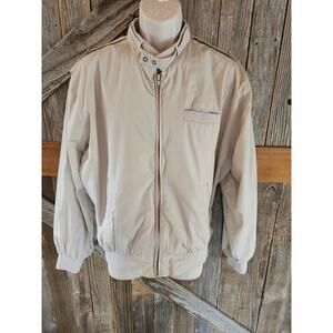 Haband vintage nylon Bomber full zip jacket size large L khaki multi pocket #